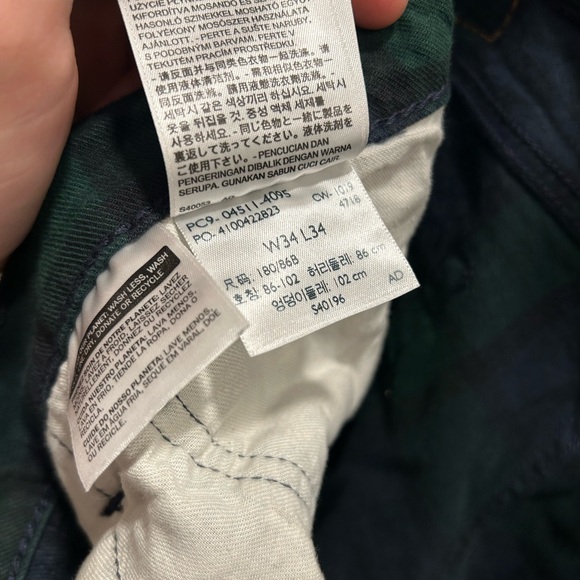 Levi's Tartan Blue Green Plaid Pants 511 34x34 - Picture 7 of 7
